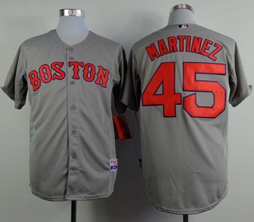 Red Sox #45 Pedro Martinez Grey Cool Base Stitched MLB Jersey